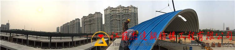 山東濰坊十甲農(nóng)貿(mào)市場無梁拱制作安裝工程彩鋼拱頂施工進(jìn)度圖