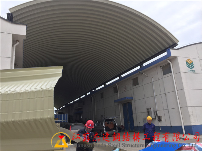 揚州瘦西湖糧庫倉間罩棚拱形屋頂1期倉庫罩棚仰視圖