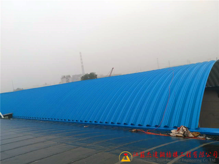 江蘇鹽城建湖糧庫無梁拱罩棚施工鹽城建湖糧庫拱形屋頂圖片
